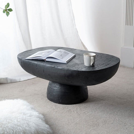 BARDOT OVAL CEMENT COFFEE TABLE BLACK - MyChocolateWood