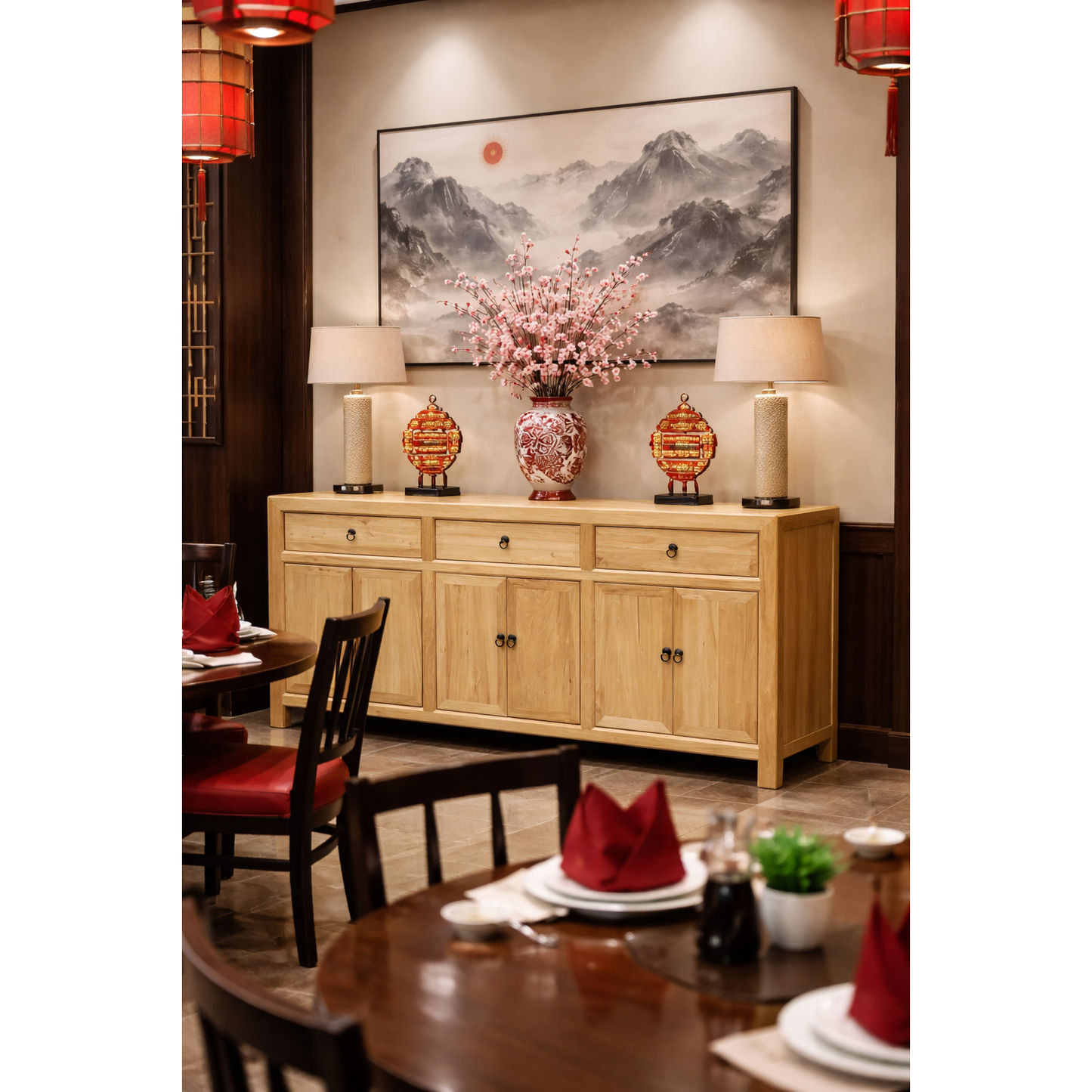 SHULI CHINESE ANTIQUE REPRODUCTION BUFFET SIDEBOARD 6-DOORS 3-DRAWERS IN RECLAIMED ELM