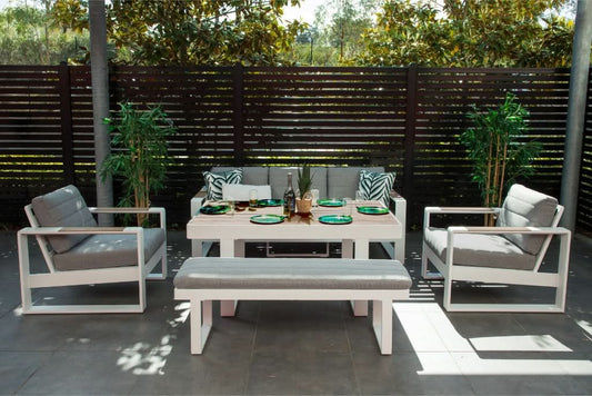 ANZIO 5 PIECE OUTDOOR SOFA SET WHITE
