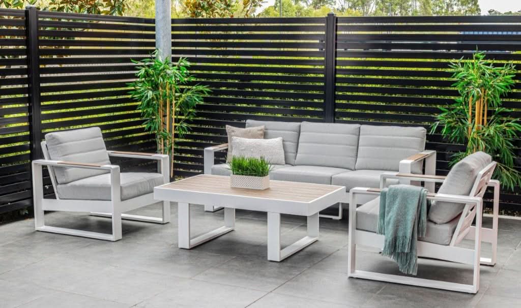ANZIO 4 PIECE OUTDOOR SOFA SET/LOUNGE SET WHITE