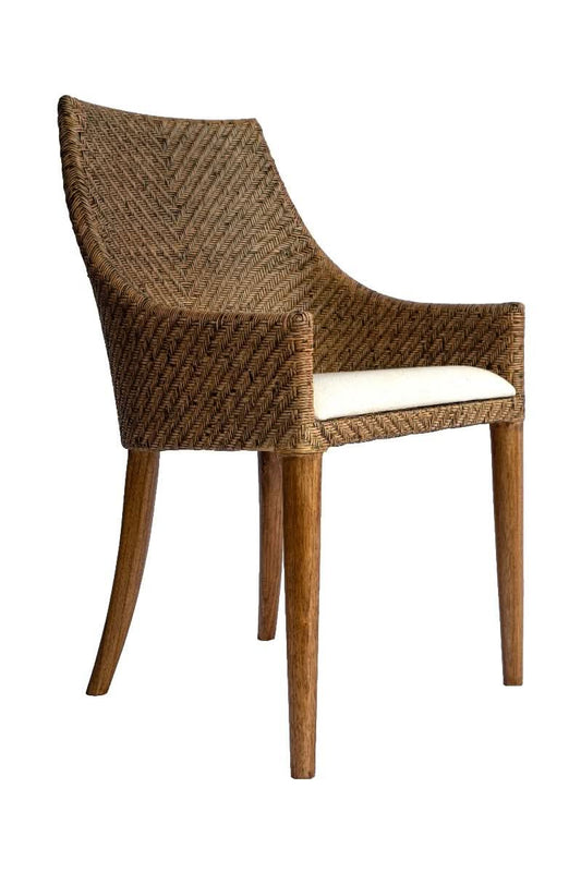 LAMAR RATTAN ARMCHAIR ACCENT CHAIR/ LOUNGE CHAIR WHITEWASH/IVORY LEGS - MyChocolateWood