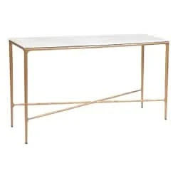 SOREN MARBLE CONSOLE TABLE/HALL TABLE - BRASS FRAME  140CM - MyChocolateWood