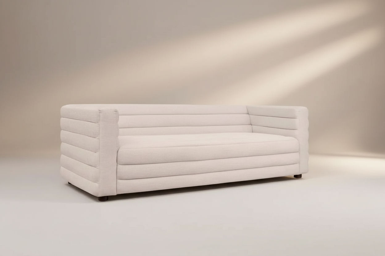 MEREDITH 2-SEATER FABRIC SOFA NATURAL LINEN - MyChocolateWood