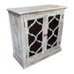 Reina Greywashed Recycled Timber 2-Door Cabinet with Heritage Metal Panels - Chocolate Wood