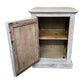 Reina Greywashed Recycled Timber 1-Door Bedside Table with Heritage Metal Panel - Chocolate Wood