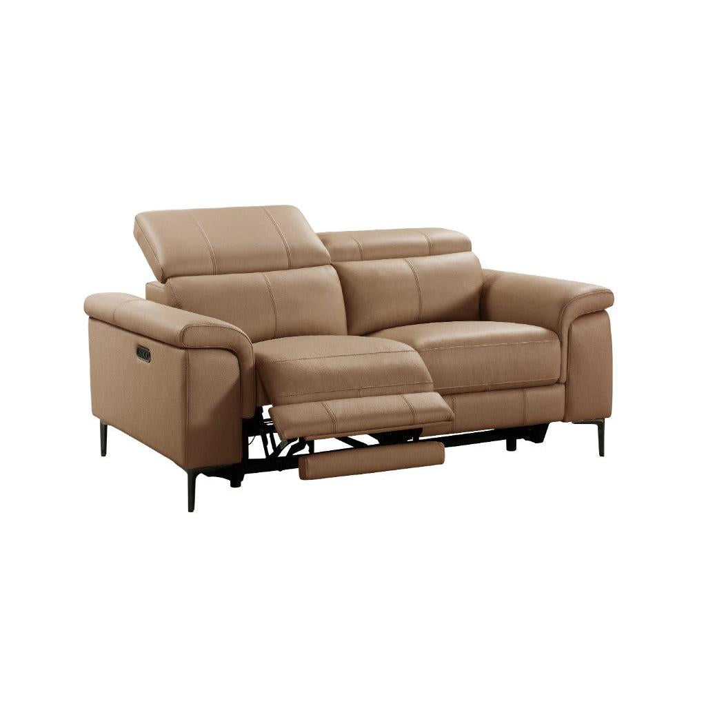 BRITTAS LEATHER 2-SEATER ELECTRIC RECLINER SOFA - MOCHA - MyChocolateWood
