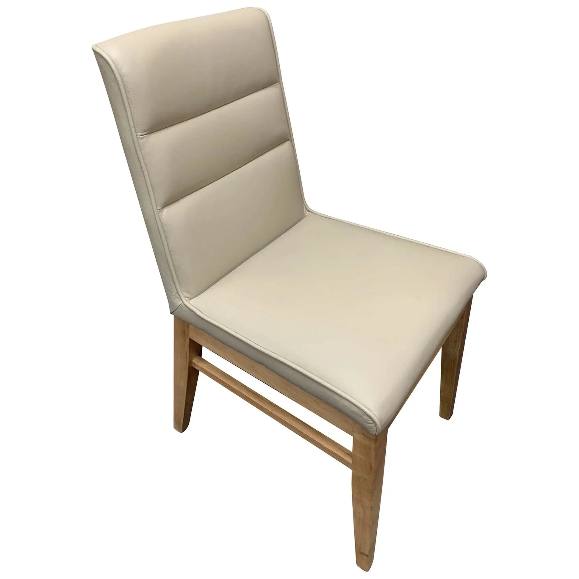 Morrow Leather Dining Chair in Light Mocha with Natural Legs - Chocolate Wood
