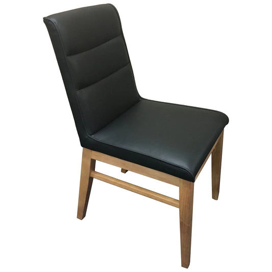 MORROW LEATHER DINING CHAIR BLACK/NATURAL - MyChocolateWood