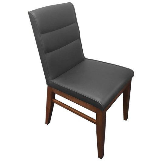 MORROW LEATHER DINING CHAIR GRAY/BLACKWOOD - MyChocolateWood