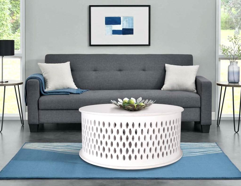 MELODIA ROUND WOODEN COFFEE TABLE - INDOOR/OUTDOOR DISTRESSED - MyChocolateWood