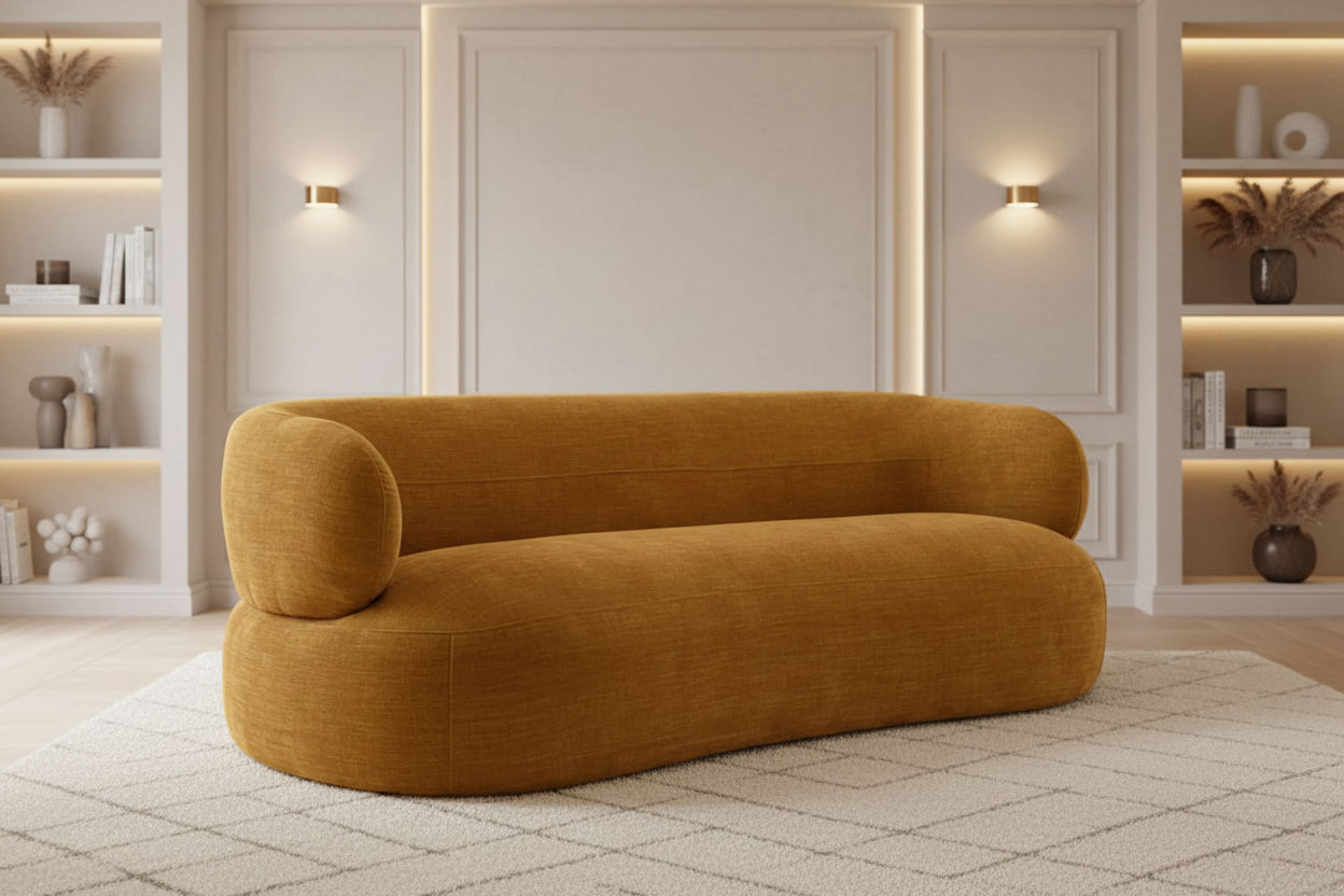BEECHAM 3-SEATER CHENILLE SOFA MUSTARD - MyChocolateWood