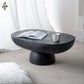 Bardot Oval Cement Coffee Table in Black - Chocolate Wood