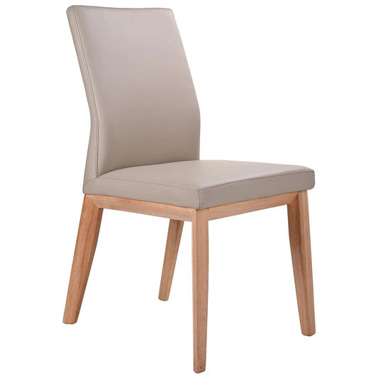 OAKLEY LEATHER DINING CHAIR LIGHT MOCHA/NATURAL - MyChocolateWood