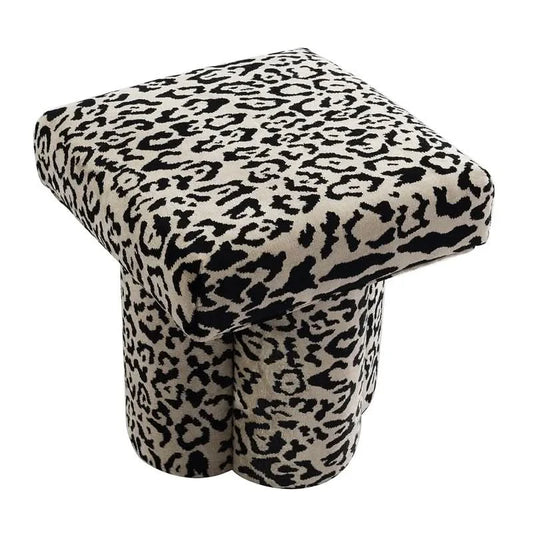 NAMAR STOOL - LEOPARD CHENILLE - MyChocolateWood