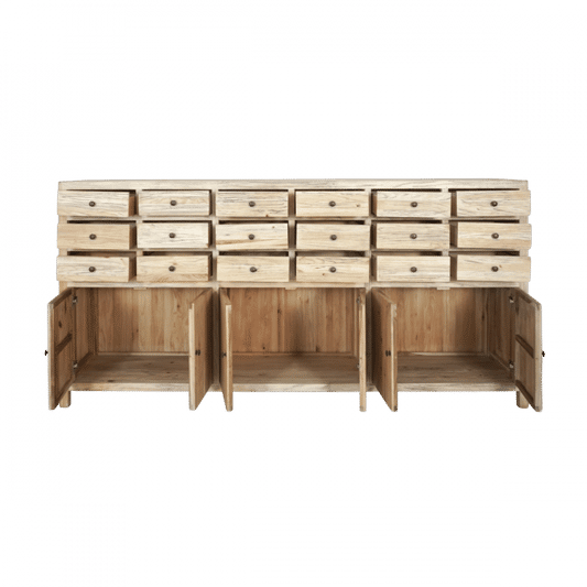 JOELLE 18-DRAWER 6-DOOR FILE CABINET DISTRESSED NATURAL - MyChocolateWood
