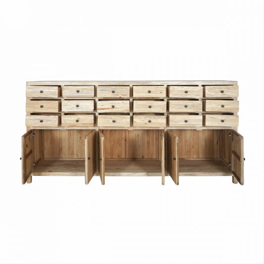 JOELLE 18-DRAWER 6-DOOR FILE CABINET DISTRESSED NATURAL - MyChocolateWood