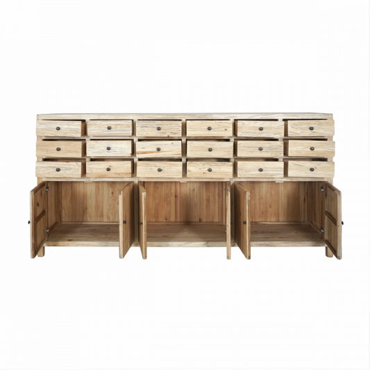 JOELLE 18-DRAWER 6-DOOR FILE CABINET DISTRESSED NATURAL