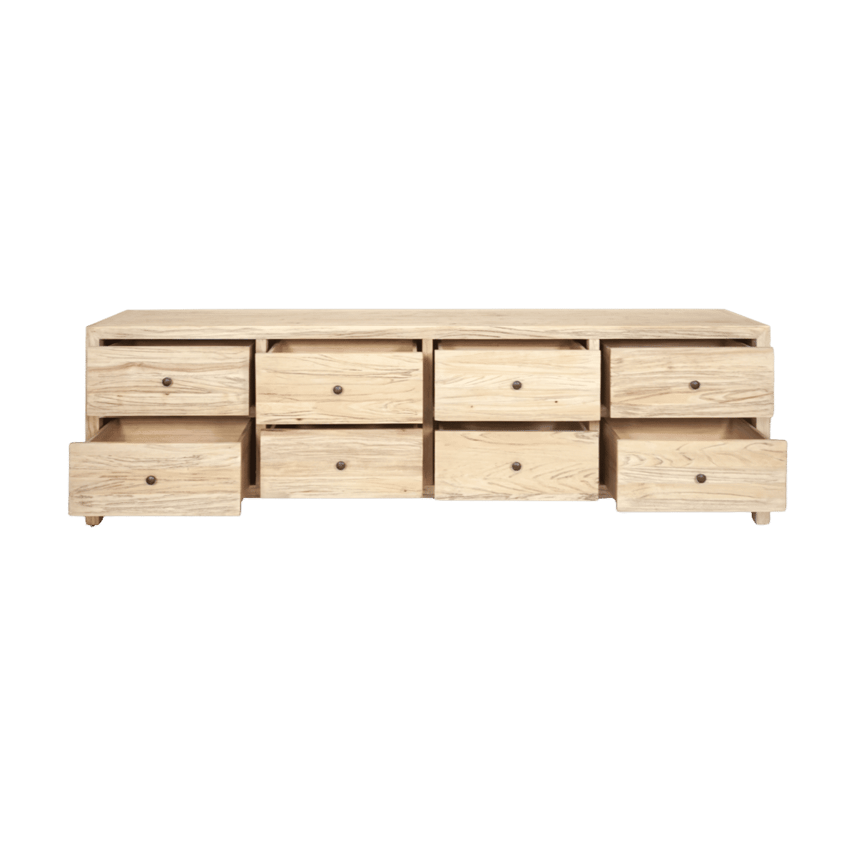 JOELLE 8-DRAWER LOWBOY/DRESSER/CHEST OF 8 DRAWERS DISTRESSED NATURAL - MyChocolateWood