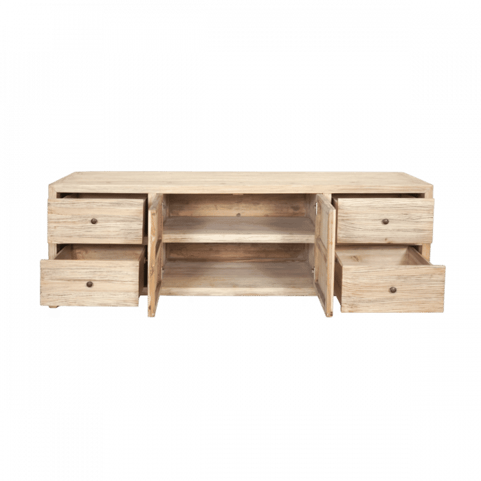 JOELLE 4-DRAWER 2-DOOR CABINET/SIDEBOARD/BUFFET DISTRESSED NATURAL - MyChocolateWood