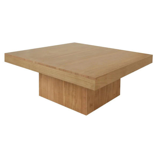 Hudson Solid Mindi Timber Square Coffee Table 90cm in Natural - Chocolate Wood