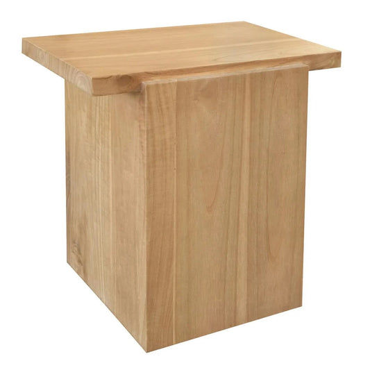 Hudson Solid Mindi Timber Block Side Table in Natural - Chocolate Wood