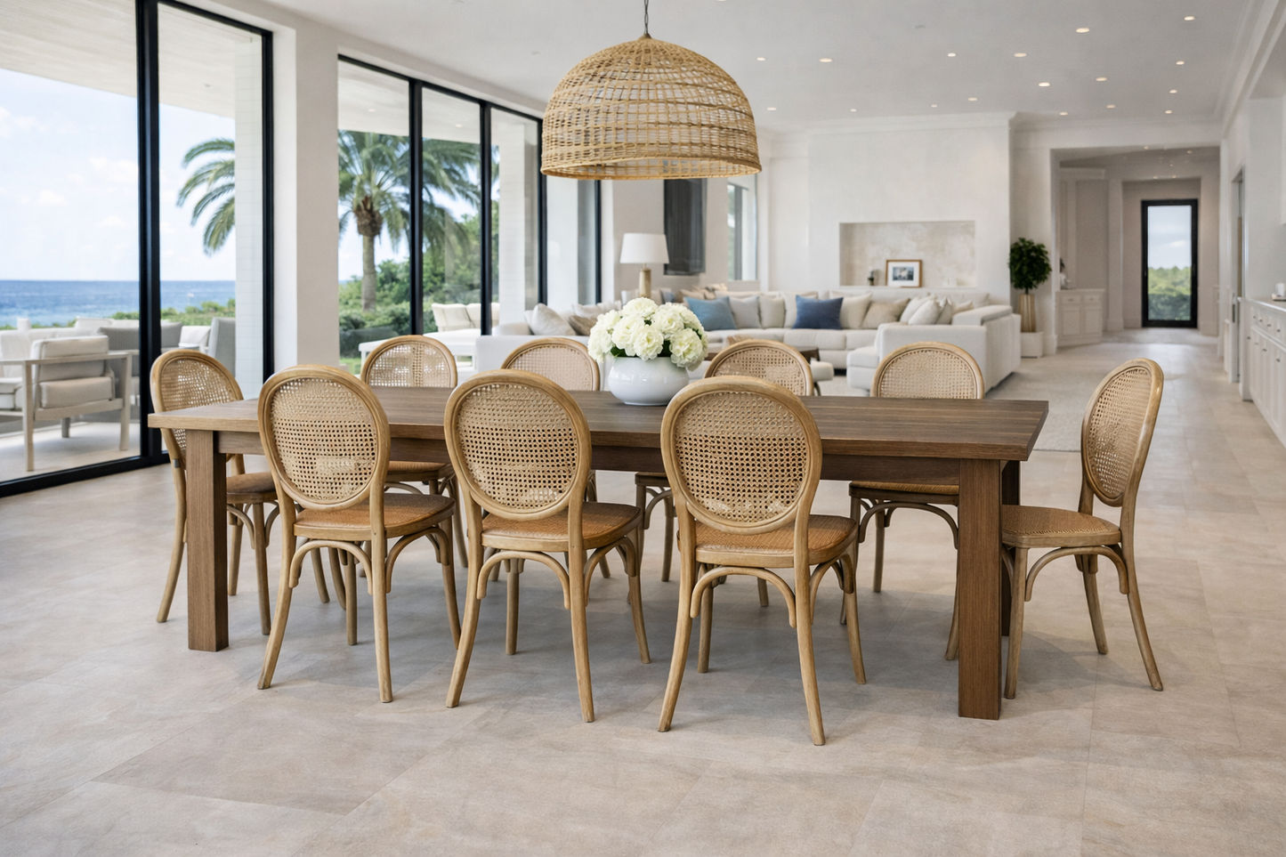 ISLANDER RECYCLED ELM TIMBER DINING CHAIR OPEN RATTAN WEAVE BLACK 44X55X95(H) CM - MyChocolateWood