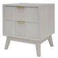 NOVAK SOLID ACACIA  2-DRAWER BEDSIDE TABLE WHITEWASHED - MyChocolateWood