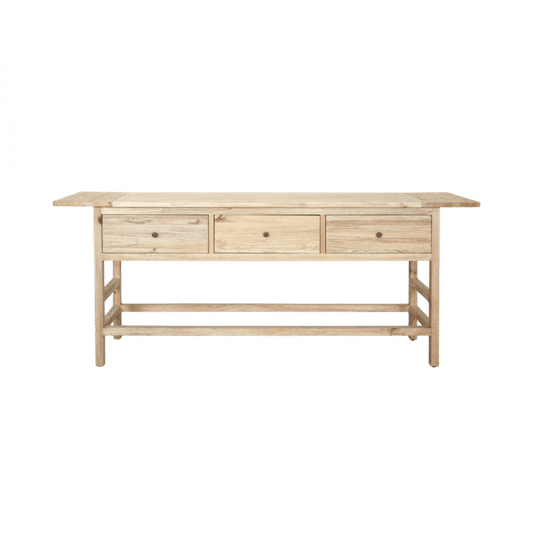 JOELLE 3-DRAWER CONSOLE TABLE/HALL TABLE DISTRESSED NATURAL (Copy) - MyChocolateWood
