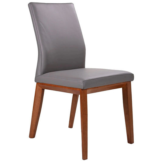 OAKLEY LEATHER DINING CHAIR MID-GRAY/BLACKWOOD - MyChocolateWood