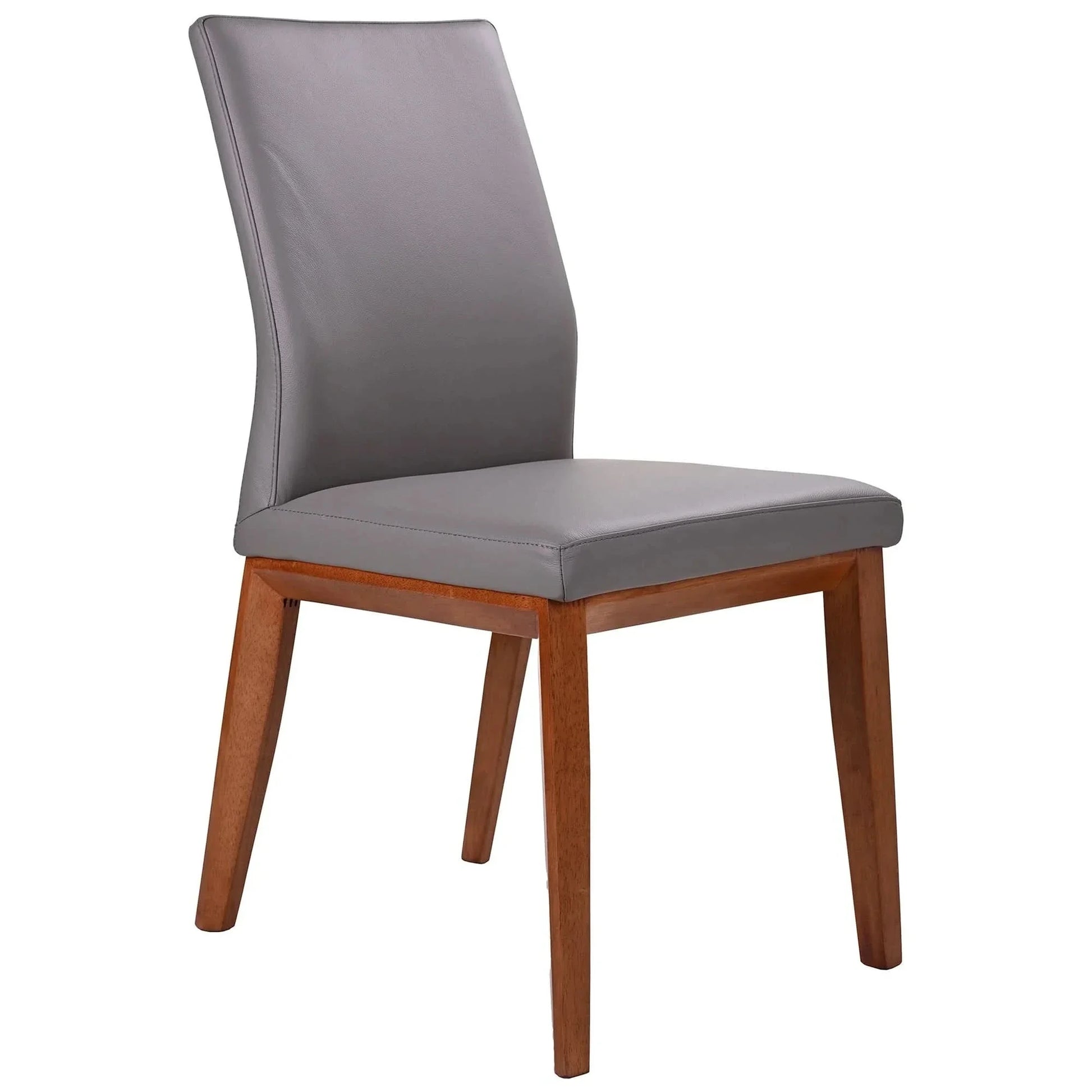 Oakley Leather Dining Chair in Mid Gray with Blackwood Legs - Chocolate Wood
