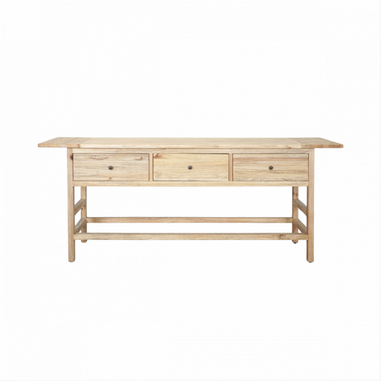 Joelle 3-Drawer Console Table in Distressed Natural - Chocolate Wood