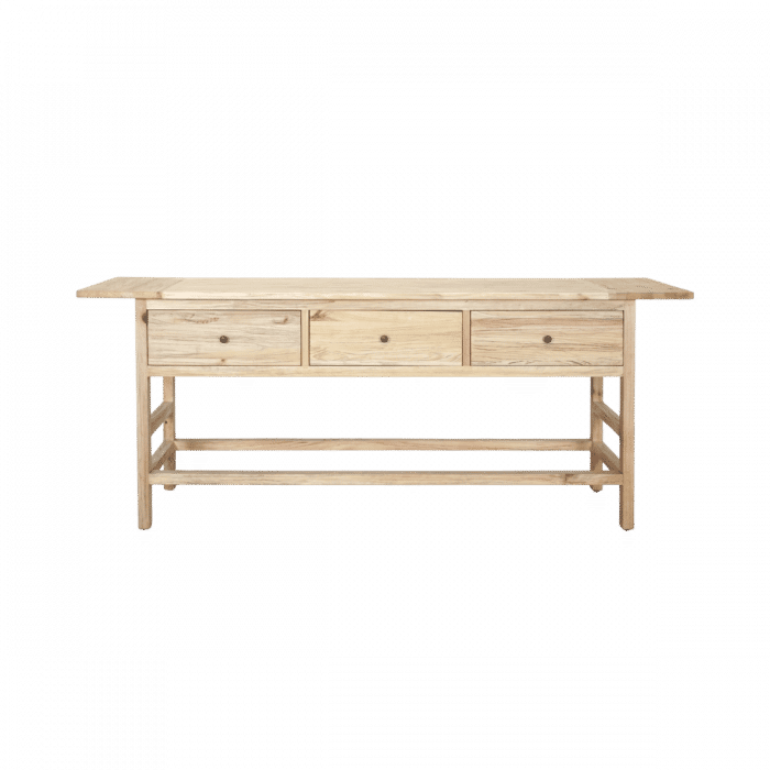 JOELLE 3-DRAWER CONSOLE TABLE/HALL TABLE DISTRESSED NATURAL - MyChocolateWood
