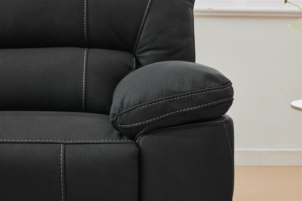 VERNON MKII RHINO FABRIC CORNER MODULAR WITH BOTH END RECLINERS - ONYX  - MyChocolateWood