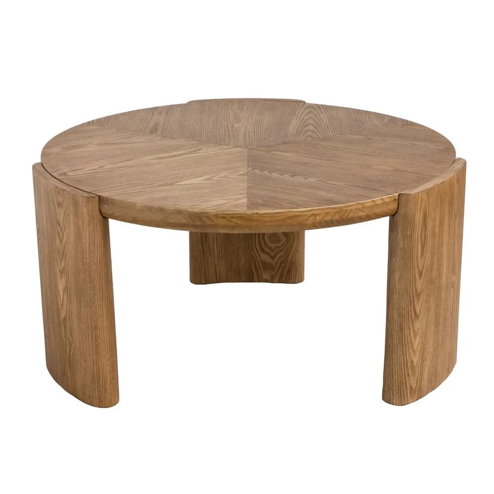 CAYDEN ASH VENEER ROUND COFFEE TABLE NATURAL - MyChocolateWood