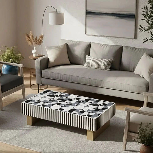 ORION MOTHER OF PEARL HAND INLAY COFFEE TABLE - MyChocolateWood