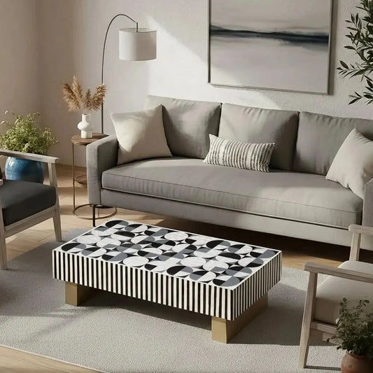 ORION MOTHER OF PEARL HAND INLAY COFFEE TABLE - MyChocolateWood