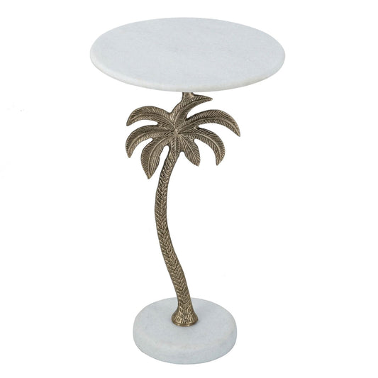 ADDISON MARBLE PALM TREE SIDE TABLE/LAMP TABLE NATURAL - MyChocolateWood
