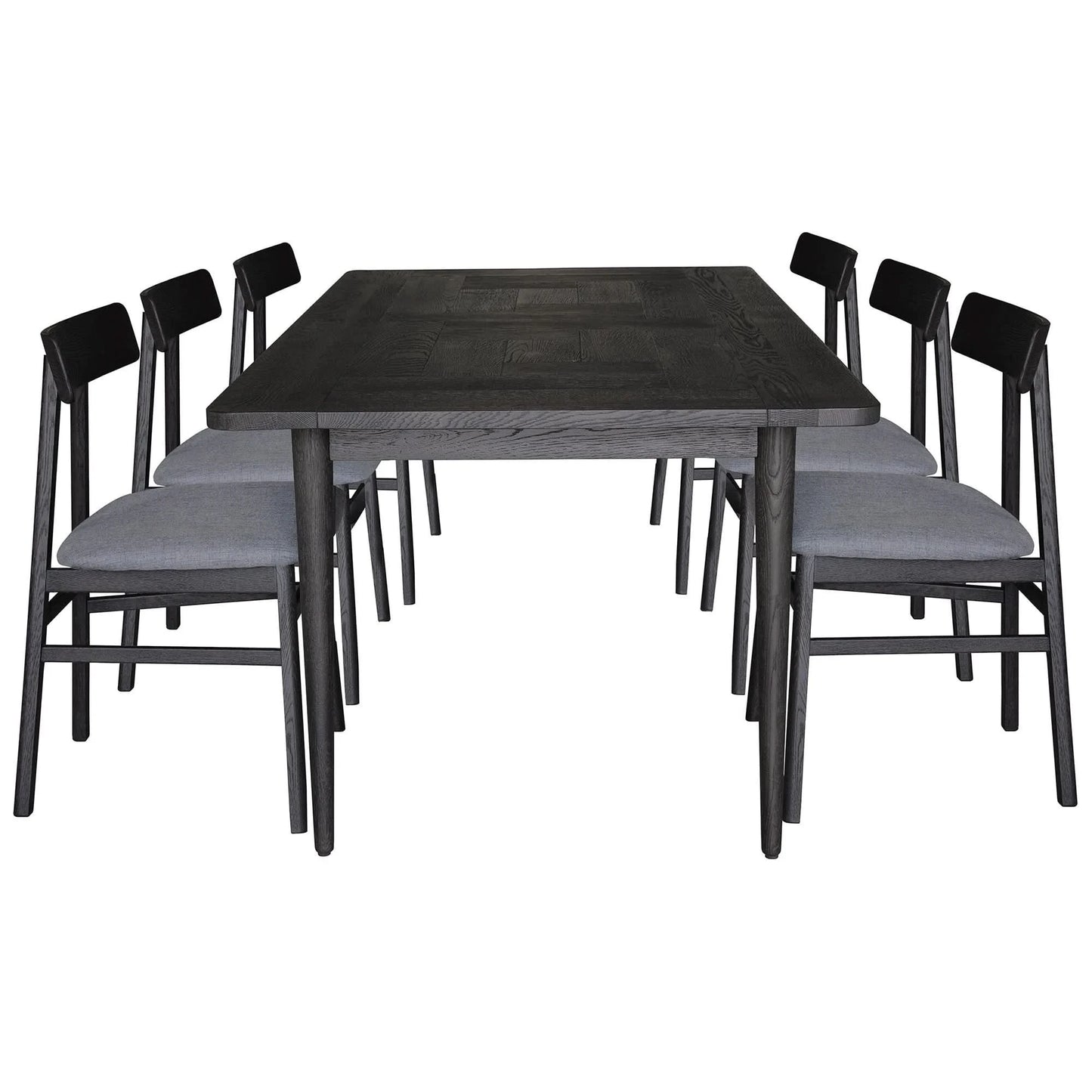 FARLOW OAK DINING TABLE SUITE WITH 6 FARLOW FABRIC SEAT DINING CHAIRS BLACK 180CM (Copy)
