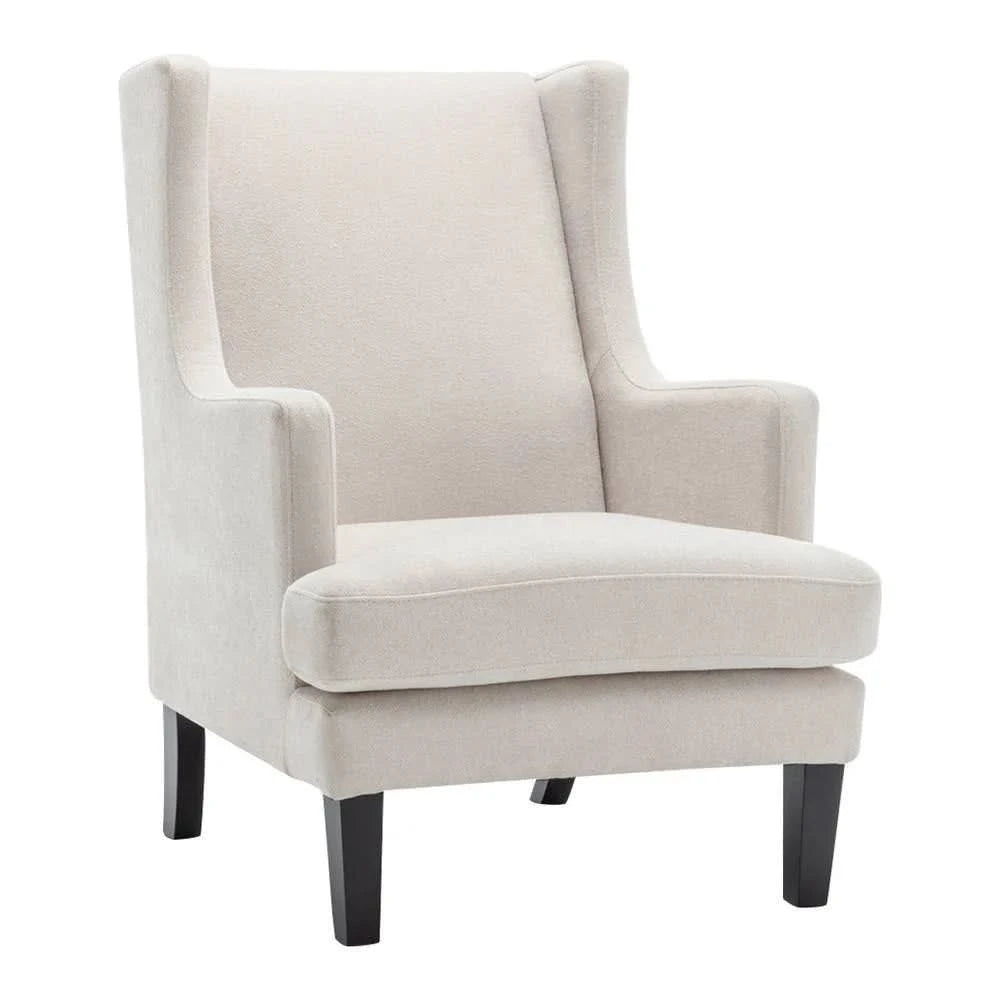 SILAS PEARL CHENILLE WING BACK ARMCHAIR/OCCASIONAL CHAIR - MyChocolateWood