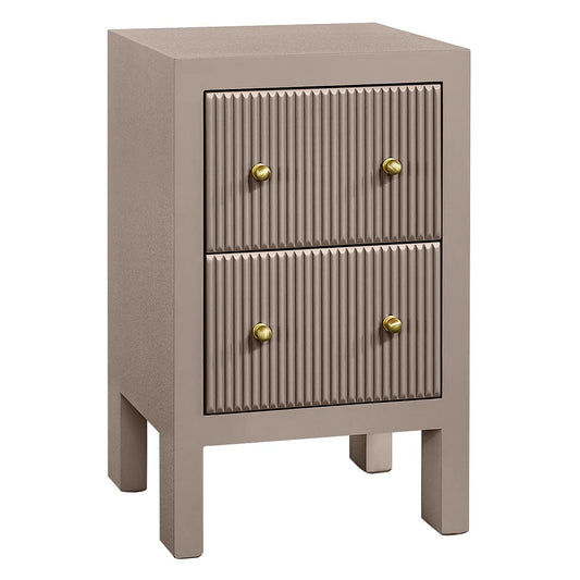 JAYLA PETITE TAUPE 2-DRAWER BEDSIDE TABLE - MyChocolateWood
