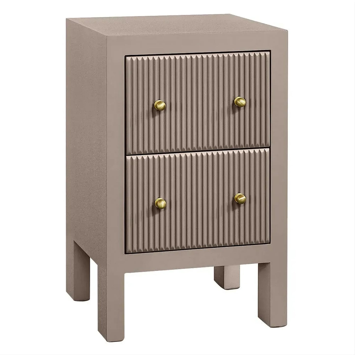 Jayla Petite 2-Drawer Bedside Table in Taupe - Chocolate Wood