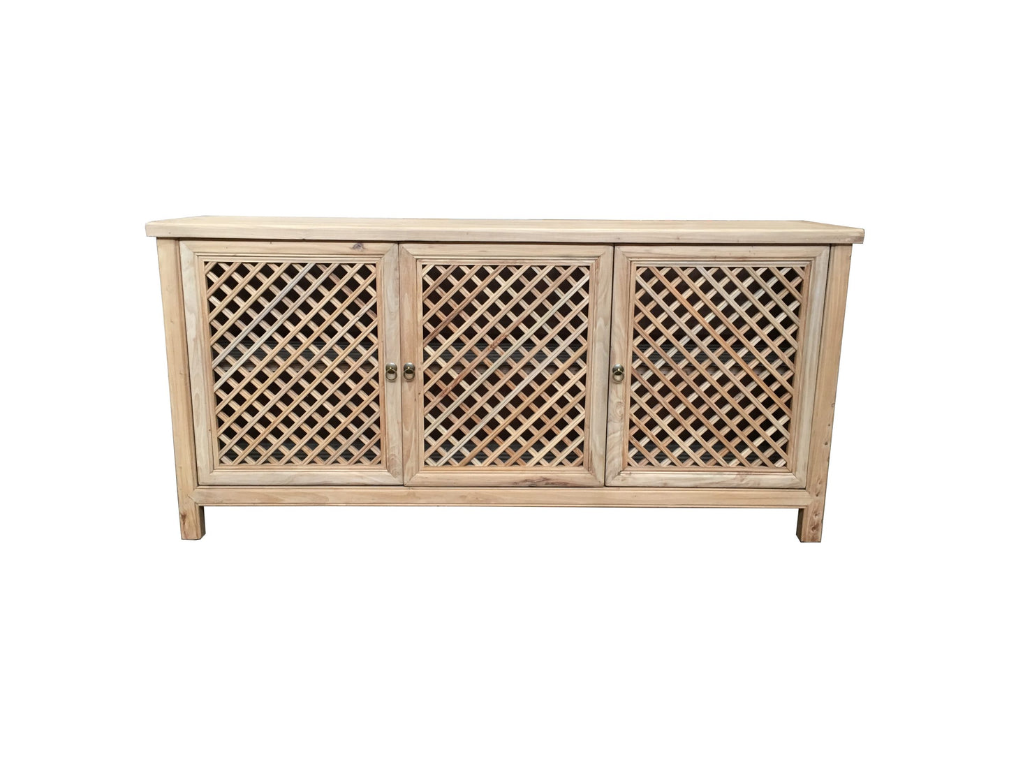 RAFAEL RECYCLED ELM BUFFET IN NATURAL FINISH WITH 3 LATTICE DOORS - MyChocolateWood