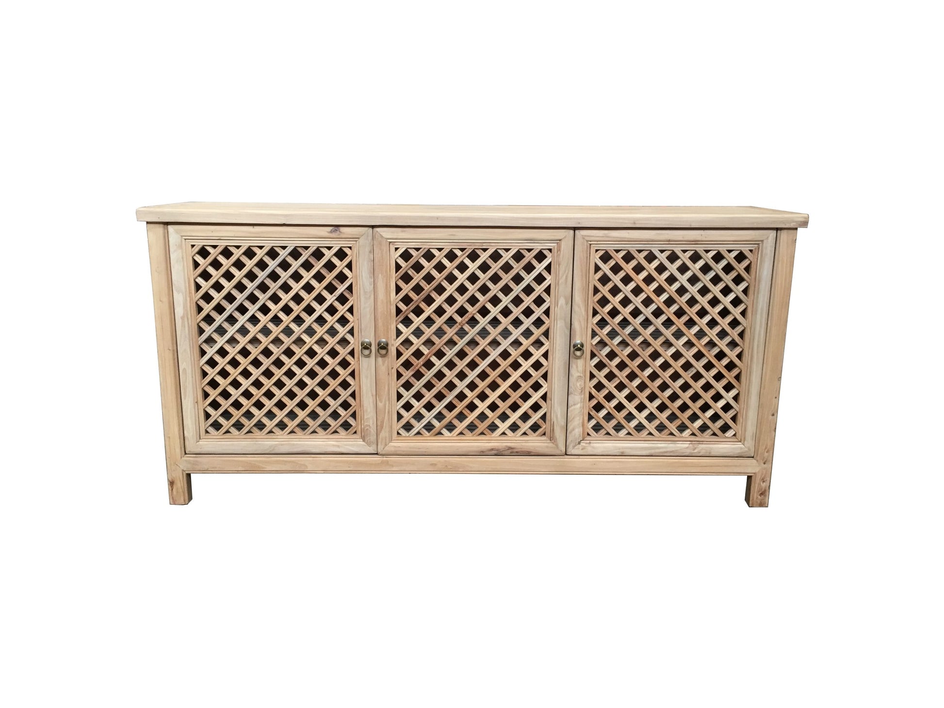 RAFAEL RECYCLED ELM BUFFET IN NATURAL FINISH WITH 3 LATTICE DOORS - MyChocolateWood