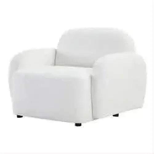 Lorelei Chenille Armchair / Occasional Chair in White - Chocolate Wood