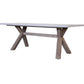 ROSALI 2-TONE WHITE CONCRETE TOP & SOLID ACACIA PEWTER RECTANGULAR DINING TABLE 180CM