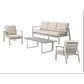 Frinton 4-Piece Outdoor Lounge Set in Cream - Chocolate Wood