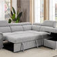SUTTON FABRIC 2-SEATER CORNER SOFA W/BED,STORAGE OTTOMAN & RHF CHAISE LIGHT GREY (Copy)