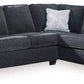 Astor Right Hand Facing Chenille Chaise Sofa Bed in Slate - Chocolate Wood