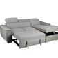 SUTTON FABRIC 2-SEATER SOFA W/ SINGLE BED & RHF CHAISE LIGHT GREY