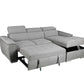 SUTTON FABRIC 2-SEATER SOFA W/ SINGLE BED & RHF CHAISE DARK GREY